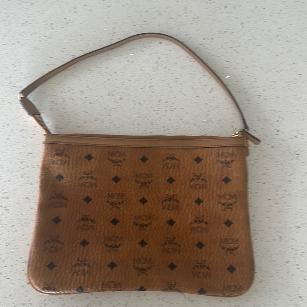 COPY - MCM Classic Visettos Shoulder Bag/ Clutch in Cognac.